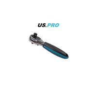 US PRO Tools Stubby Double-Headed Ratchet 1/4in & 3/8in Drive, 72 Teeth, 5 Degrees Between Clicks, Chrome Vanadium, 4191