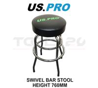 US PRO Tools Swivel Bar Stool Chrome Steel Black Vinyl Seat 760mm 5067