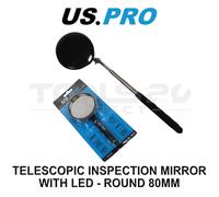 US PRO Tools Telescopic Inspection Mirror with LED 80mm Round 6915