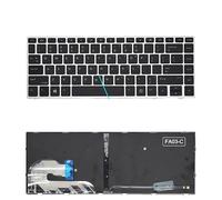 US Russian Backlit Keyboard For HP for EliteBook 840 G5, 846, G6, 745-G5-G6 Keyboards L14379-001 L14377-DH1(US Silver Backlit)