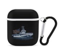 US Ship Naval Boat with American Flag Earphone Case Cover Compatible with AirPods 1&2 Shockproof Bluetooth Headset Case White-style