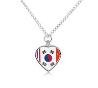 US South Korea China Flag Cremation Heart Urn for Ashes Necklace Memorial Jewelry Pendant for Pet Cat Dog