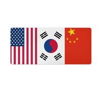 US South Korea China Flag Cute Gaming Mousepad Rubber Base Desk Mat for Home Office Laptop Computer