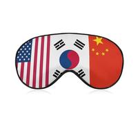 US South Korea China Flag Funny Eye Mask for Sleep with Adjustable Strap Blocks Light Eye Shade Cover
