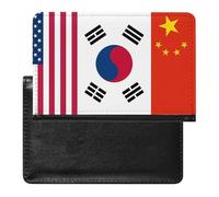 US South Korea China Flag Funny Passport Holder for Travel Wallet Cover Document Organizer with Card Slot