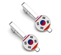 US South Korea China Flag Funny Tie Clip for Men Necktie Metal Tie Bar Pinch Clasp for Wedding Business