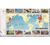US Stamp - 1991 WWII 1941 World at War - Block of 10 Stamps #2559