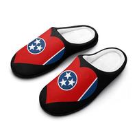US State Tennessee Flag Heart Flannel Slippers For Men Memory Foam Soft Warm Home Shoes Print 7-8(40-41)