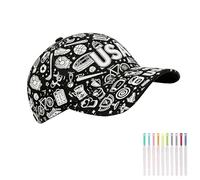 US Theme Baseball Hat with Graffiti Design | Adjustable Sunhat for Men Women Kids Outdoor Activity and Parties, Celebration and Daily Wear
