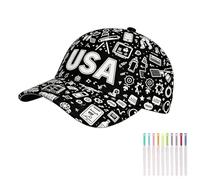 US Theme Baseball Hat with Graffiti Design | Adjustable Sunhat for Men Women Kids Outdoor Activity and Parties, Celebration and Daily Wear