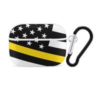 US Thin Yellow Line Flag Printed Bluetooth Earbuds Case Colorful Wireless Headphones Covers Compatible With AirPods Pro 2