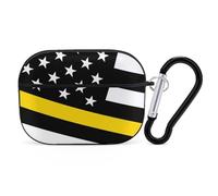 US Thin Yellow Line Flag Printed Bluetooth Earbuds Case Colorful Wireless Headphones Covers Compatible With AirPods Pro 2