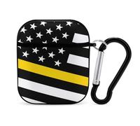 US Thin Yellow Line Flag Trendy Bluetooth Earbuds Protector Cute Wireless Earbud Case Covers Compatible with Airpods 1/2