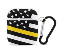 US Thin Yellow Line Flag Trendy Bluetooth Earbuds Protector Cute Wireless Earbud Case Covers Compatible with Airpods 1/2