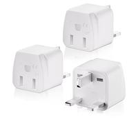 US to UK Plug Adapter 3 Packs, 3250W Max Travel Adaptor, HITRENDS 2/3 Pin USA to 3 Pin UK Plug Adaptor American Canada Mexico Plug to UK Adapter, Type A/Type B Plug to UK Plug, White
