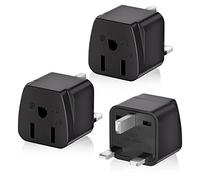 US to UK Plug Adapter 3 Packs, 3250W Max Travel Adaptor, HITRENDS 2/3 Pin USA to 3 Pin UK Plug Adaptor American Canada Mexico Plug to UK Adapter, Type A/Type B Plug to UK Plug, Black