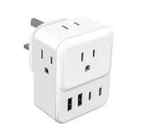 US to UK Plug Adapter,SHUOMAO 4 Way USA to UK Travel Adaptor with 4 USB(2 USB C),American to UK Converter Plug Power Adapter with 13A Fuse for America,Canada,China,Japan,Mexico(Type A,B)