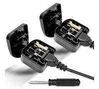 US to UK Plug Adapter with Screwdriver, 13A, Black, 2PACK