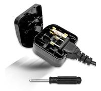 US to UK Plug Adapter with Screwdriver, USA to UK Plug Adaptor, China to UK Plug Adapter, Convert USA, Chinese, and Japanese Type A Plugs to UK Plug with Safety Fuse(13A, Black)
