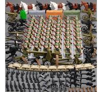 (US troops 48PCS+Arms) World War II Minifigure Soldier US Army German Army Weapons Assembly Boy Toys