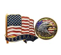 US Veteran Lapel Pin with Challenge Souvenir for Veterans Day, Great Gifts for Veteran, Military Veteran Retirement Appreciation Gifts, Veteran Brooch, Metal, goldstone