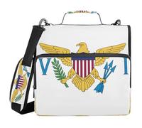 Us Virgin Islands Flag 3 Ringing 1.5 inch Organizer Binder with Handle Waterproof School Supplies Organizer for School and Office