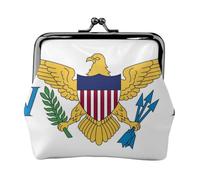 US Virgin Islands Flag Coin Purse-Leather Kiss Lock Wallet Small Clutch