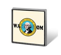 US Washington State Seal Unisex Novelty Brooches & Pins Square Metal Lapel Badge for Clothing Shawl Hat