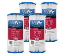 US Water Filters 50 Micron 10 Inch x 4.5 Inch | Pleated Polyester Whole House Sediment Water Filter Replacement Cartridge | Compatible with Pentek R50-BB, Hydronix SPC-45-1050 | 4-Pack