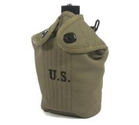 US WW2 M1910 Canteen Cover Khaki/WWII American Army Water Bottle Cover - 1940 Rear Seam (Green)