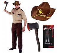 US Zombie Hunter Sheriff Costume I Love Fancy Dress Brown Large