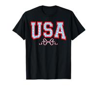 USA 1776 American Patriotic America 4th Of July Coquette Bow T-Shirt