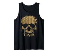 USA 2026 Birthday Rugged Skull Graphic for Tough Brave Men Tank Top