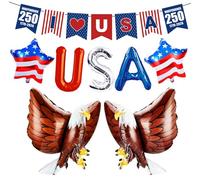 USA 250 Decorations Kit for America 250th Anniversary - America 250 Banner, Bald Eagle, American Flag, USA Balloons, 1776-2026 USA 250 Years, 4th of July Independence Day Party Decor