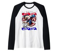 USA 250 Route 66 100 Years Eagle Anniversary Celebration Raglan Baseball Tee