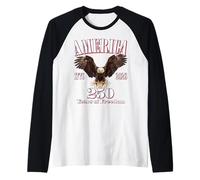 USA 250 Years of Freedom in America 1776-2026 Bald Eagle Raglan Baseball Tee