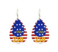 USA 250th Anniversary 1776 2026 Dangle Drop Earrings Red White Blue 4th of July USA Star Earrings for Women Independence Day Patriotic 250th Anniversary Celebration Jewelry Gifts, M, Leather, No