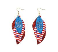 USA 250th Anniversary 1776 2026 Dangle Drop Earrings Red White Blue 4th of July USA Star Earrings for Women Independence Day Patriotic 250th Anniversary Celebration Jewelry Gifts, M, Leather, No