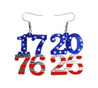 USA 250th Anniversary 1776-2026 Patriotic Dangle Earrings for Women Red White Blue Glitter Acrylic American Flag Earrings, 4th of July Independence Day Jewelry, S, Acrylic, Zircon