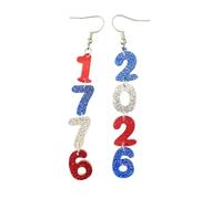 USA 250th Anniversary 1776-2026 Patriotic Dangle Earrings for Women Red White Blue Glitter Acrylic American Flag Earrings, 4th of July Independence Day Jewelry, S, Acrylic, Zircon