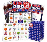 USA 250th Anniversary Bingo Game 24 Patriotic Cards Caller Deck & 470 Chips