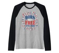 USA 250th Anniversary Born to Be Free 1776-2026 Raglan Baseball Tee