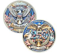 USA 250th Anniversary Challenge Coin 1776-2026, American Independence Day Eagle & Liberty Bell Metal Token with Hard Case, Patriotic History Souvenir Gift for Veterans and Collectors