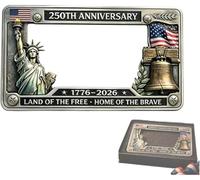 USA 250th Anniversary Commemorative License Plate Frame, Premium Aluminum Vehicle Plate Holder, Protective Cover, Universal Fit Standard Automobile Accessory for Patriotic Outdoor Decor (1pcs)