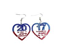 USA 250th Anniversary Earrings atriotic Red White Blue Glitter Acrylic Dangle Earrings for Women 4th of July Independence Day Gifts, M, Acrylic, No Gemstone