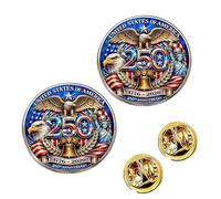 USA 250th Anniversary Enamel Pin, America Birthday Metal Gold Plated Commemorative Lapel Pin, 1776-2026 Historic Patriot Brooch Badge for Christmas Patriot's Day Veterans Day (2PC)