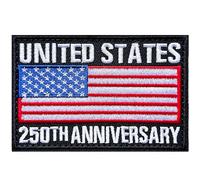 USA 250th Anniversary Hook and Loop Embroidered Patches, 3.7" x 2.3", for Backpack, Jacket, Hats