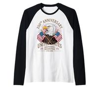 USA 250th Anniversary Independence Freedom Pride Eagle Flag Raglan Baseball Tee