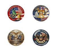 USA 250th Anniversary Lapel Pin Patriotic American Flag 1776-2026 Enamel Brooch American Anniversary Eagle Liberty Bell Statue of Liberty Badge 4th of July Suit Clothing Accessories, M, Alloy Steel