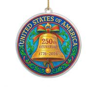 USA 250th Anniversary Liberty Bell Ornament,3D Handmade Metal Commemorative Guardian Doorbell Keepsake Ornament, US Founding Pendant, for Collectors Patriotic Christmas Tree